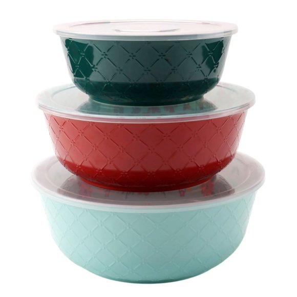 HOMEPioneer Woman Wishful Winter Solid 6-Piece Melamine Holiday Bowl Set NEW